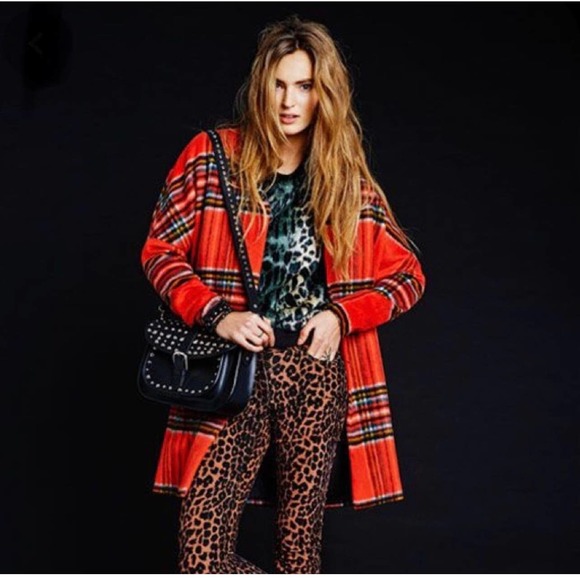 Maison Scotch Punk Radar Wool Blend Coat Red Plaid NWOT Sz Small - Picture 2 of 11